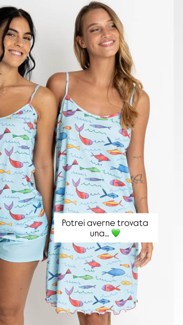 Camicia da notte spallina pesciolini